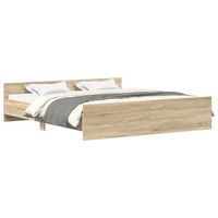 cama matrimonial  cama para adultos  estructura de cama con cabecero piecero roble sonoma 180x200 cm