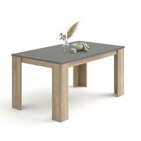 mesa de comedor fija 140x80 cm naya roble canadian - gris grafito 140 x 75 x 80 cm