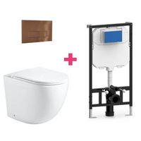 pack inodoro suspendido ceramica genova con cisterna y pulsador cobre rectangular