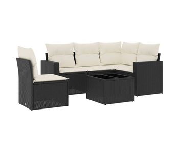 Vidaxl set de sofás de jardín 6 piezas y cojines ratán sintético negro