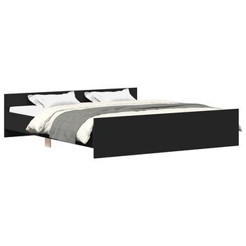 Cama Matrimonial | Cama Para Adultos | Estructura De Cama Con Cabecero Y Piecero Negro 160x200 Cm