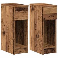 pack 2 uds mesitas de noche  mesilla de noche con cajon madera vieja 20x36x60 cm