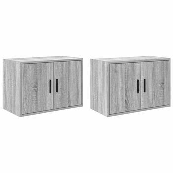 Armarios De Pared 2 Uds Para Garaje Madera Gris Sonoma Vidaxl