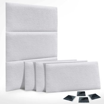 Dhome Juego De 6 Paneles Tapizados De Lana Ecológica Pack Autoadhesivos Para Pared Acústicos Absorbentes Protección (blanco, 60x50cm, X6)