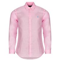 polo ralph lauren camisa manga larga camisa de corte recto en lino para hombre