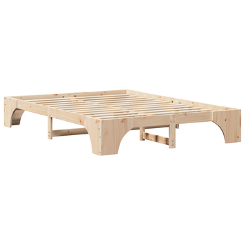 Cama Matrimonial | Cama Doble | Estructura De Cama Natural Madera Maciza De Pino 140 X 200 Cm Cfw47890