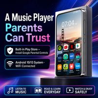reproductor mp3 android para ninos con google play store control parental pantalla tactil ips de 4 pulgadas wifi bluetooth sin sim 256 gb expandible