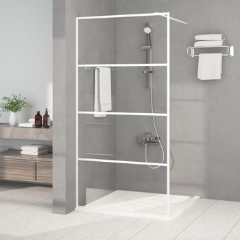 Mampara De Ducha Vidrio Esg Transparente Blanco 100x195 Cm Vidaxl