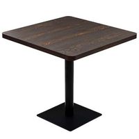 mesa bar bistro mdf y acero cuadrada fresno oscuro 80x80x75 cm vidaxl