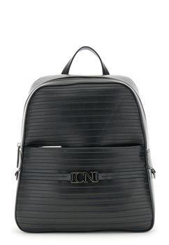 mochila efecto piel con trabajo láser de rayas black