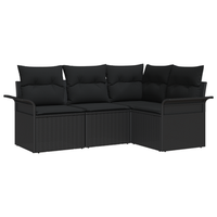 juego de sofa de jardin de 4 uds con cojines ratan sintetico negro cfw546300