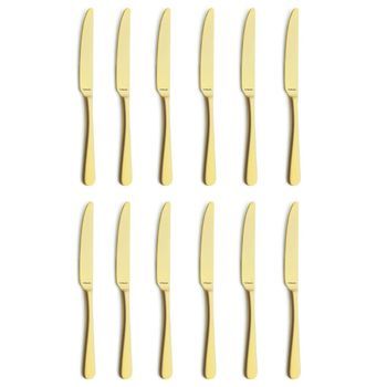 Caja 12 Cuchillo Mesa Acero Inox 23,5cm-2,5mm Amefa Austin Dorado - Oro No Apto Microondas