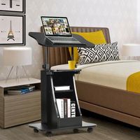 mesa ordenador portatil altura ajustable con ruedas y estante oficina hogar 55x40x66-110 cm negro cfw74108