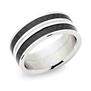 Anillo acero inoxidable carbono incrustación