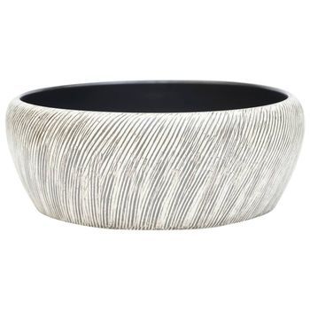 Lavabo Sobre Encimera Redondo Cerámica Negro Y Gris Φ41x14 Cm Vidaxl