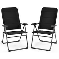costway juego de 2 sillones reclinables para patio con 7 posiciones de respaldo ajustables acolchado silla para jardin piscina patio playa negro