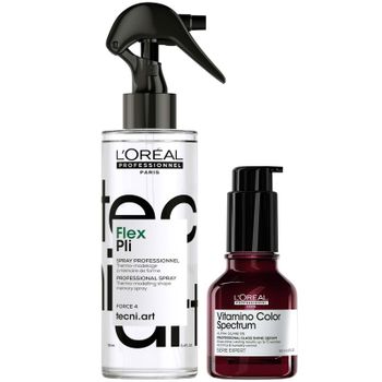 L'Oréal Professionnel: Tecni Art Pli Thermo modelling Hair Styling Spray & Vitamino Spectrum Glass Shine Serum, Anti-Frizz