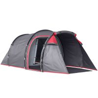 outsunny tienda de campana familiar para 2-3 personas impermeable proteccion uv vestibulo amplio 426x206x154 cm gris oscuro   aosom espana