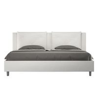 cama matrimonial sin somier acolchada 200x200 cuero sintetico blanco appia
