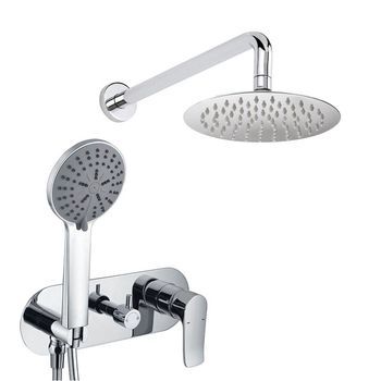 Kibath Grifo Empotrado De Ducha Equipo De Pared Monomando Sar Redondo Acabado Cromo Brillo Fabricado En Latón
