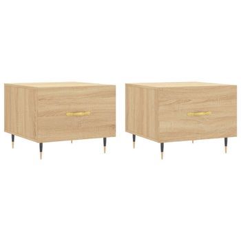 2 Uds Mesas De Centro - Mesas De Café Madera Ingeniería Roble Sonoma 50x50x40cm
