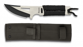 Cuchillo táctico Albainox, mango encordado, hoja de acero inox de 7 cm, funda de nylon