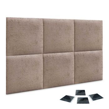 Dhome Juego De 6 Paneles Tapizados De Lana Ecológica Pack Autoadhesivos Para Pared Acústicos Absorbentes Protección (marrón, 50x50cm, X6)