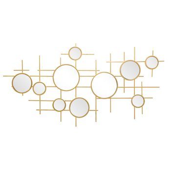 Espejo De Pared Geométrico De Metal Dorado Cm 117x4,5x61