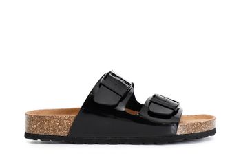 zapatilla de charol para mujer black