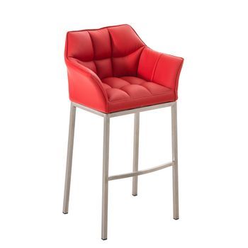 Dudeco Taburete Alto Damaso 4 Piel Sintética Cromado Rojo
