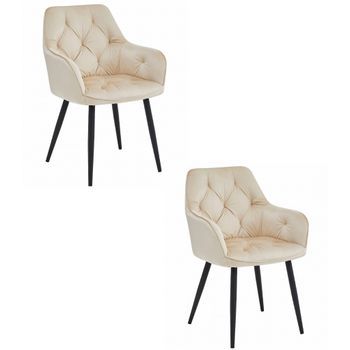 Set De 2 Silla De Comedor Terciopelo Valora Lukk Asiento De Terciopelo Beige