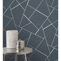 papel pintado vinilico lavable con lineas metalizadas en relieve estilo art deco - harris line 681953 de gaulan - rollo de 10 m x 052 m