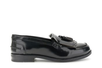 mocasines de piel envejecida con flecos black