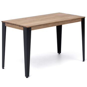 Mesa Lunds 110x60x75cm Negra En Madera Maciza De Pino Acabado Vintage Estilo Industrial Box Furniture