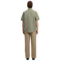 selected camisa manga corta noos regclay linen shirt - vetiver para hombre