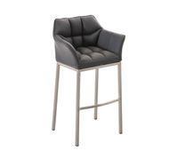 taburete de bar damaso cuero sintetico con base de cuatro patas simil cuero gris 48x64x110 cm