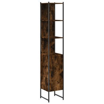 Armario De Baño | Mueble Baño Madera Ingeniería Roble Ahumado 33x33x185,5 Cm