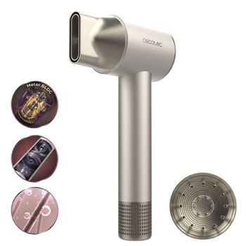 Secador De Pelo Iones Dryglam 2in1 Sensor Champagne. 1400w, 110000rpm, Tecnología Sensor Temperatura, Motor Brushless Cecotec