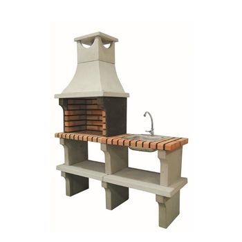 Bbq X-art - Barbacoa Con Fregadero, Construido Con Ladrillo Y Cemento Refractario - 142x50x193cm