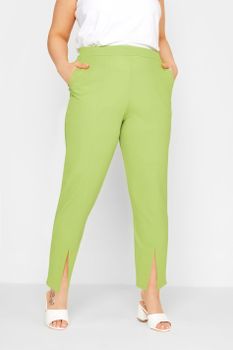 Limited Collection Pantalón Verde Lima Con Abertura, Mujer Curvy Y Tallas Grandes, Limited Collection