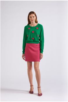 jersey con flores de croché green