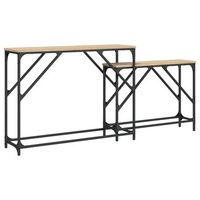 pack 2 uds mesas consola  mesa de entrada  mesa auxiliar apilables madera ingenieria roble sonoma