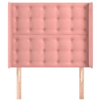 Cabecero Cama Mueble De Dormitorio Con Orejas De Terciopelo 103 X 16 X 118/128 Cm Rosa M02_0004051
