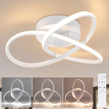 Nettlife Lámpara De Techo Led Blanca Regulable 40 Cm Moderna Con Control Remoto Lámpara De Diseño Geométrico 33 W Para  Dormitorio Estudio