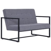 sofa de 2 plazas con reposabrazos acero y tela gris claro vidaxl