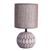 aigostar lamparas de mesita de noche cuerpo de diseno en relieve color marron pantalla de tela casquillo e14 lampara de mesa diseno clasico vintage para dormitorio salon estudio l14 x h26cm