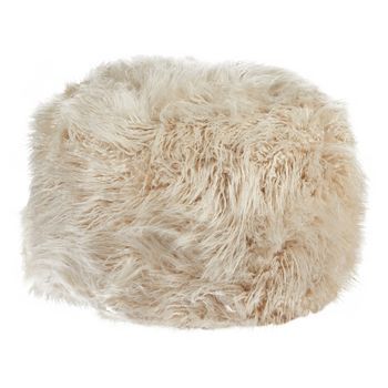 Puf De Pelo Sintético Con Relleno De Eps Cuadrado Diseño Liso 70 X 70 X 45 Cm Beige Claro Tukki