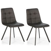set de 2 sillas comedor tapizadas en tela gris oscuro