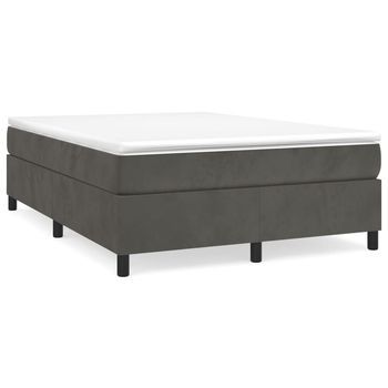 Cama Matrimonial | Cama Para Adultos | Estructura De Cama Box Spring Terciopelo Gris Oscuro 140x200 Cm