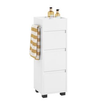 Armario Auxiliar Baño Blanco Con 3 Cajones 30 X 30 X 90 Cm Blanco Bzr29-w Sobuy Es